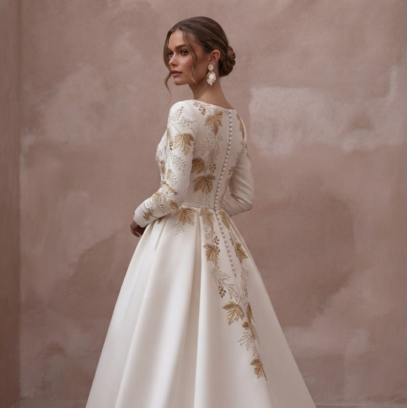 Autumn Wedding Dresses with Rich Mikado Fabrics - Apparel & Accessories > Clothing > Wedding & Bridal Party Dresses > Wedding Dresses - Mignonette