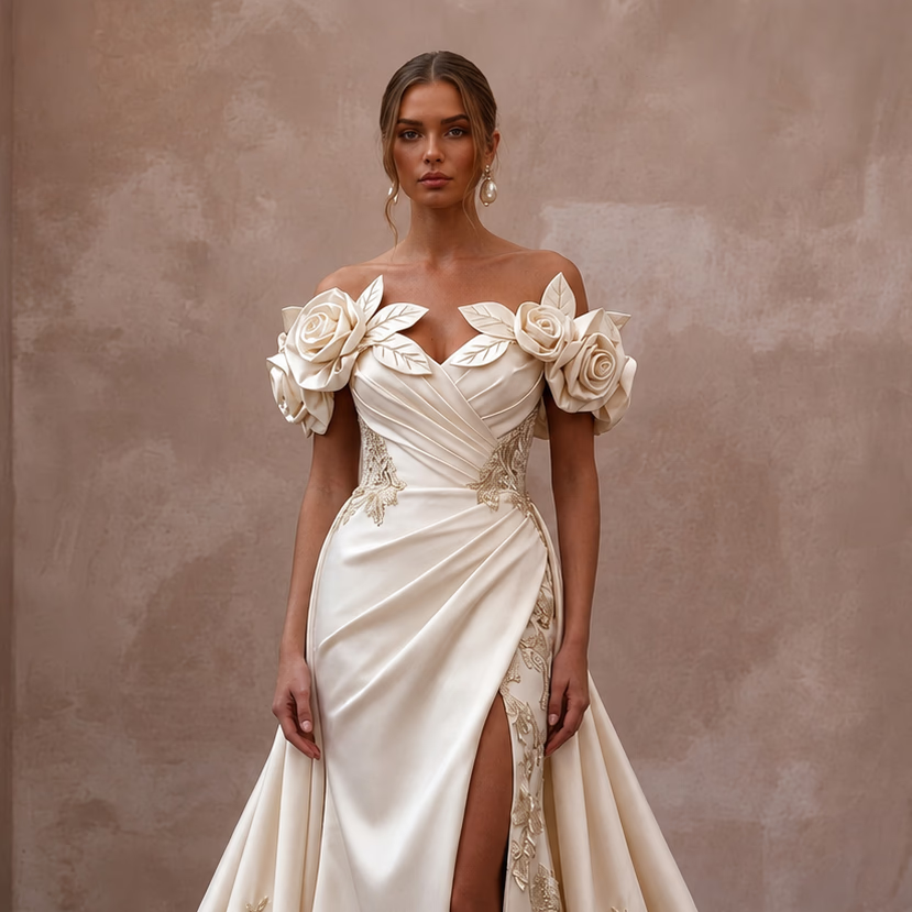 Autumn Wedding Dresses with Rich Satin Finishes - Apparel & Accessories > Clothing > Wedding & Bridal Party Dresses > Wedding Dresses - Mignonette