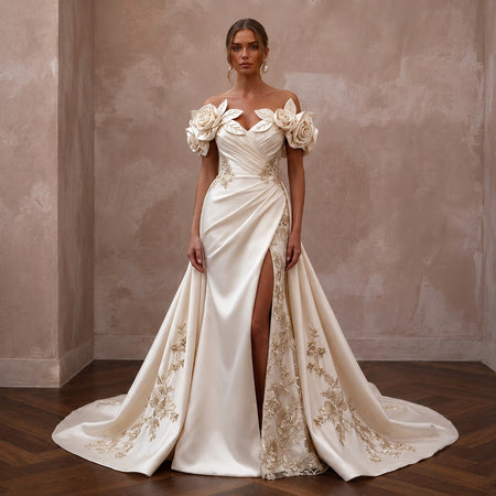 Autumn Wedding Dresses with Rich Satin Finishes - Apparel & Accessories > Clothing > Wedding & Bridal Party Dresses > Wedding Dresses - Mignonette