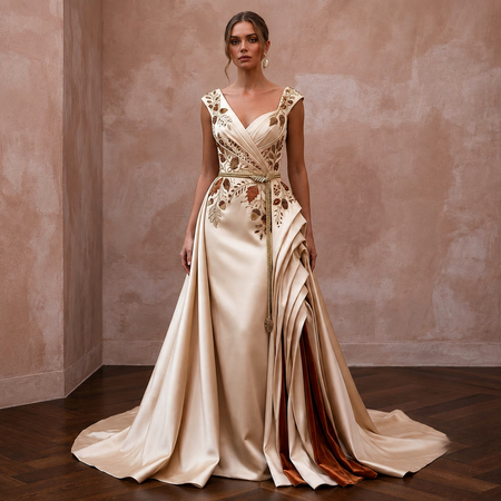 Autumn Wedding Dresses with Rich Satin Textures - Apparel & Accessories > Clothing > Wedding & Bridal Party Dresses > Wedding Dresses - Mignonette Bridal