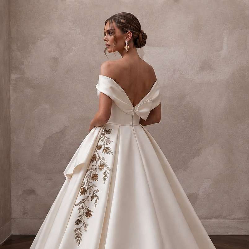 Autumn Wedding Dresses with Rich Satin Textures - Apparel & Accessories > Clothing > Wedding & Bridal Party Dresses > Wedding Dresses - Mignonette Bridal