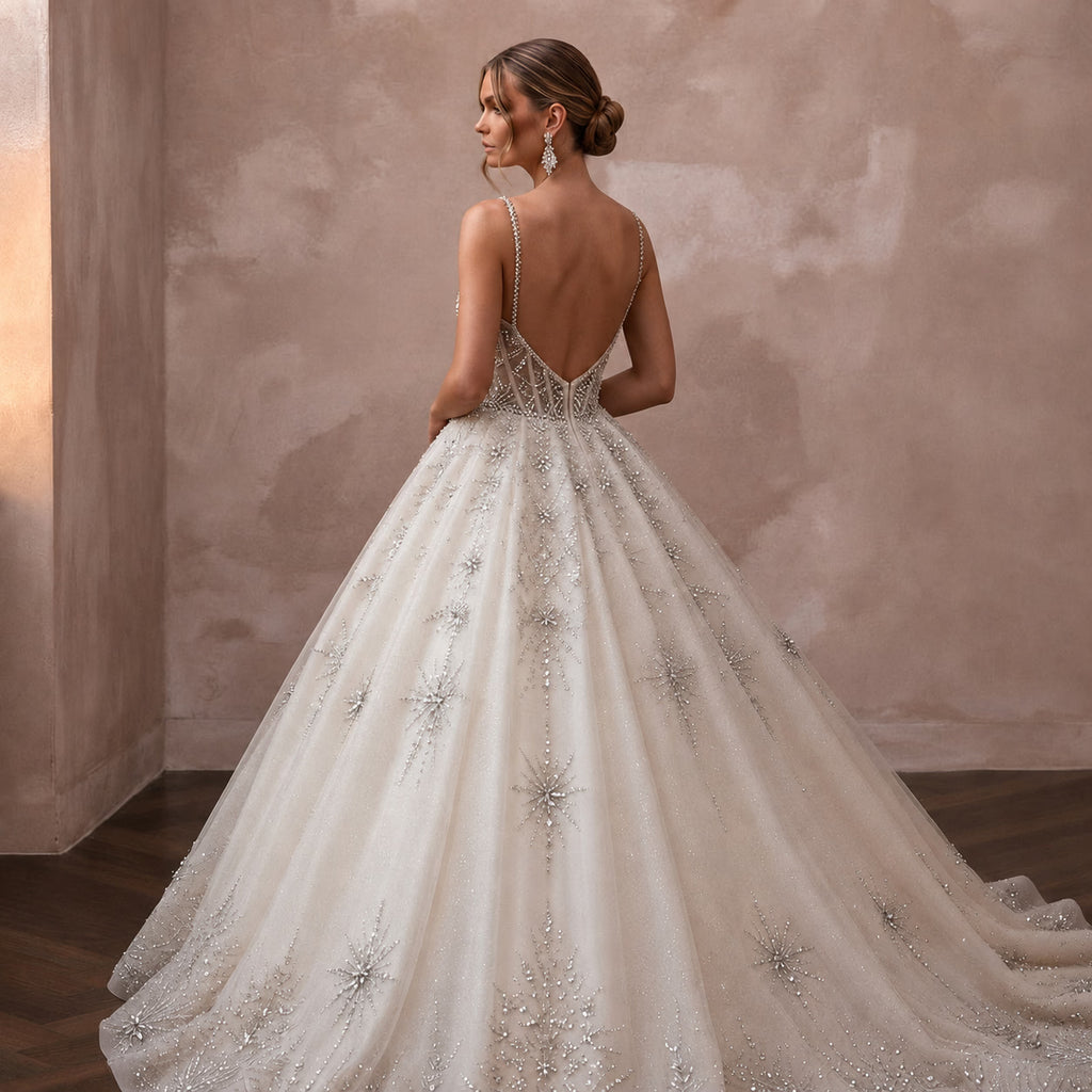 Ball Gown Wedding Dresses with Crystal Embellishments - Apparel & Accessories > Clothing > Wedding & Bridal Party Dresses > Wedding Dresses - Mignonette