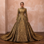 Baroque-Inspired Antique Gold Brocade Gown for Castle Elopement