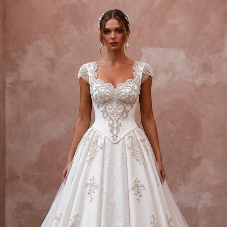 Basque Waist Wedding Dresses with Classic Bridal Charm - Apparel & Accessories > Clothing > Wedding & Bridal Party Dresses > Wedding Dresses - Mignonette Bridal