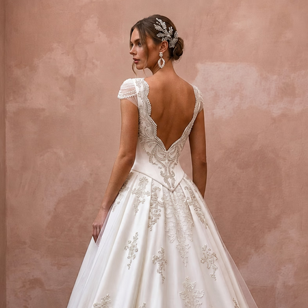 Basque Waist Wedding Dresses with Classic Bridal Charm - Apparel & Accessories > Clothing > Wedding & Bridal Party Dresses > Wedding Dresses - Mignonette Bridal
