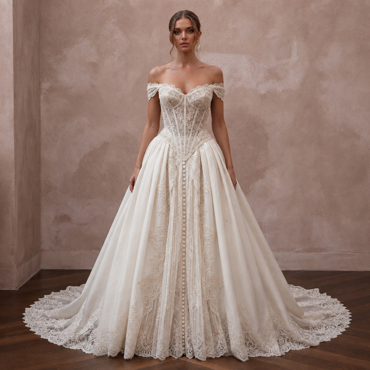 Basque Waist Wedding Dresses with Vintage Inspiration - Apparel & Accessories > Clothing > Wedding & Bridal Party Dresses > Wedding Dresses - Mignonette