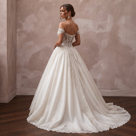 Basque Waist Wedding Dresses with Vintage Inspiration - Apparel & Accessories > Clothing > Wedding & Bridal Party Dresses > Wedding Dresses - Mignonette