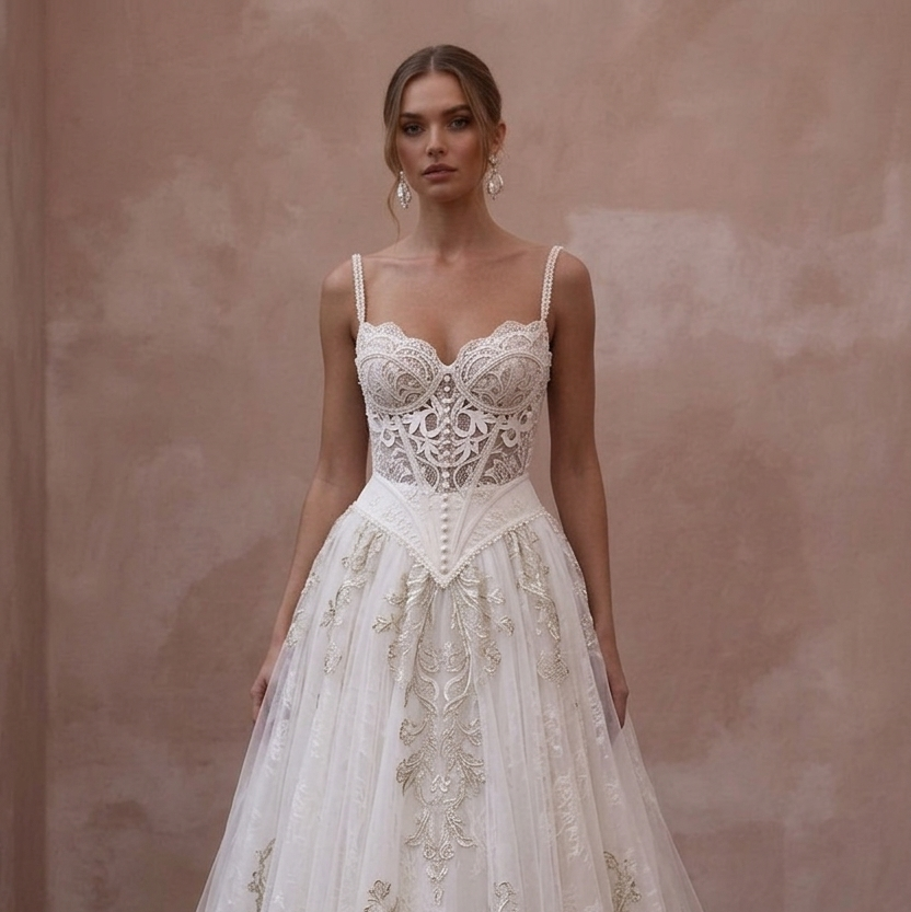Basque Waist Wedding Dresses with Vintage Romance