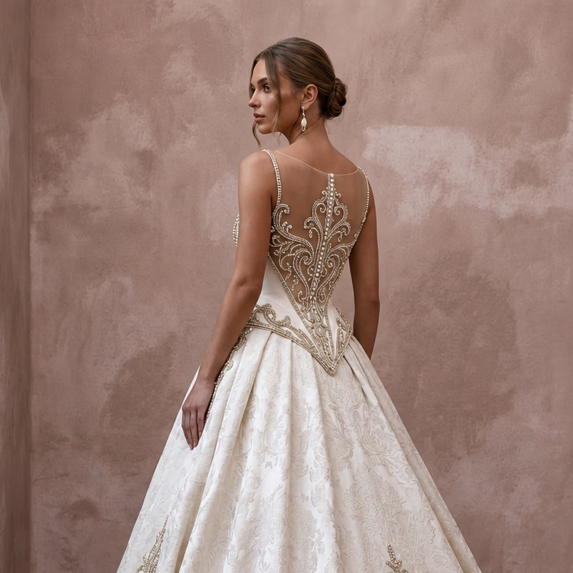 Basque Waist Wedding Dresses with Vintage Royal Style - Apparel & Accessories > Clothing > Wedding & Bridal Party Dresses > Wedding Dresses - Mignonette Bridal