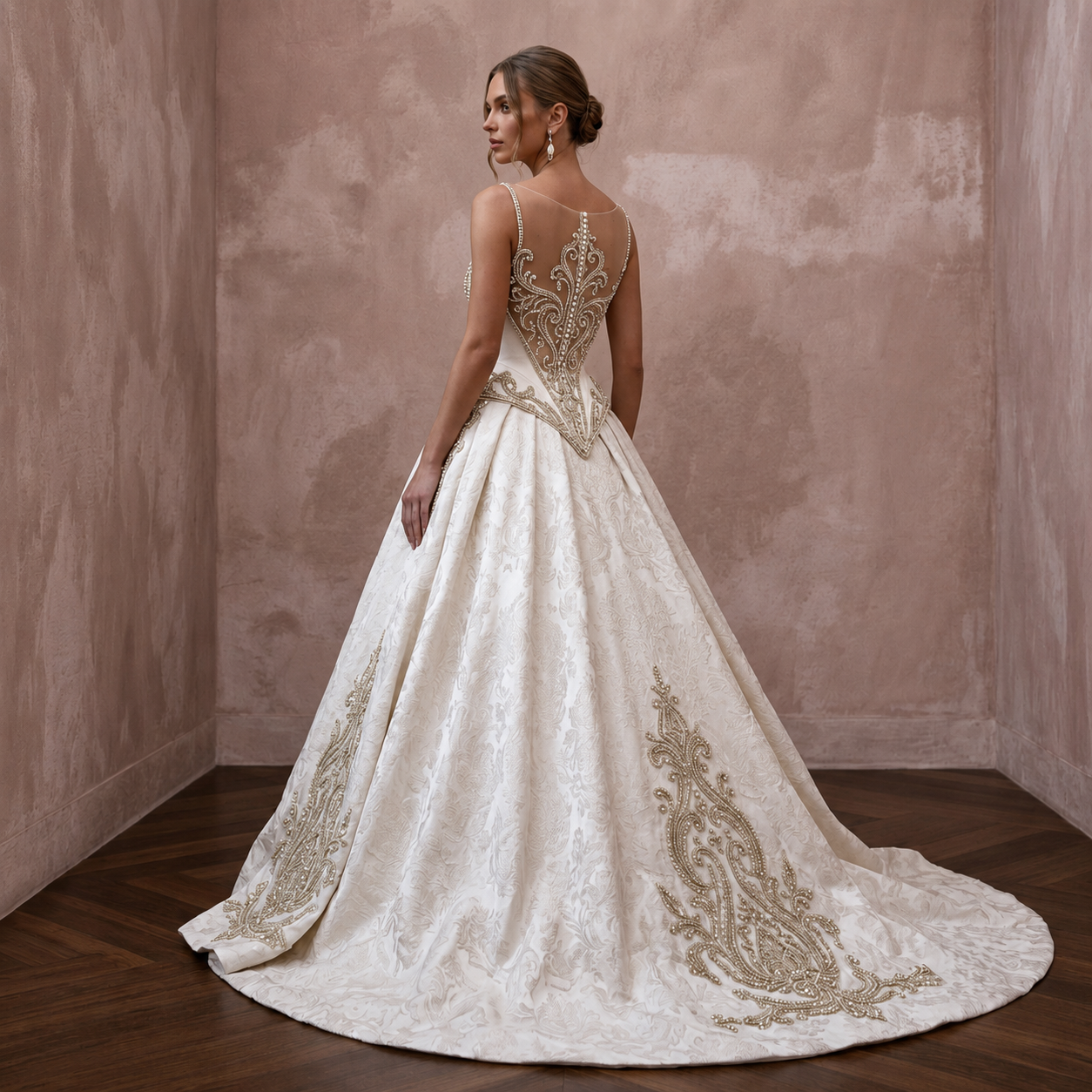 Basque Waist Wedding Dresses with Vintage Royal Style Secondary image