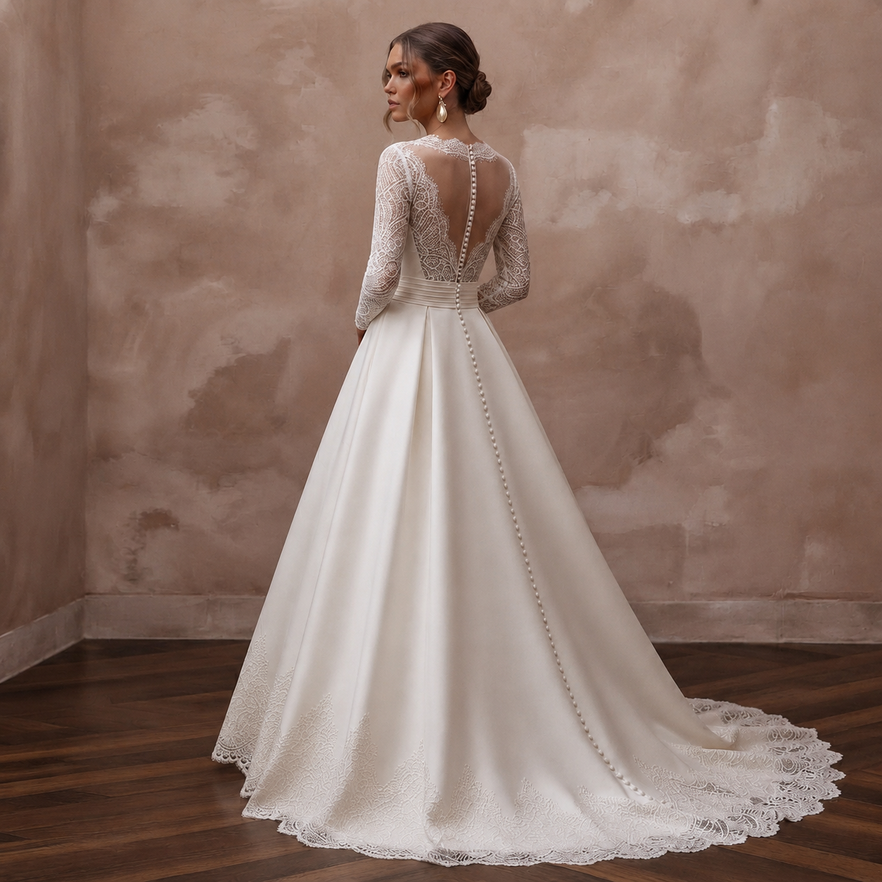 Bateau Neck Lace Wedding Dress for a Church Ceremony Secondary image