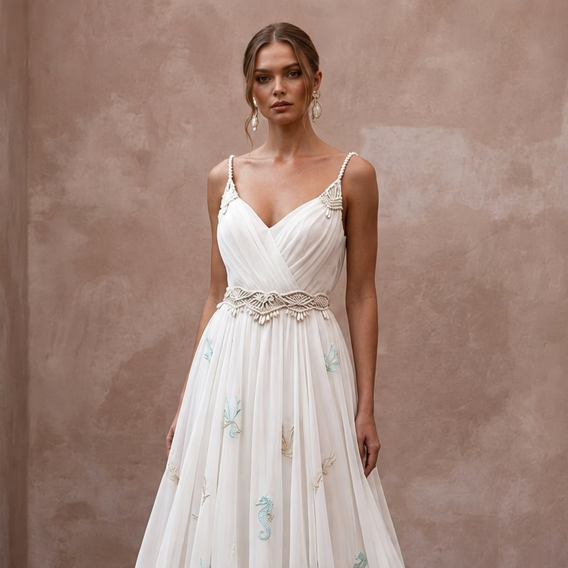 Beach Wedding Dresses with Lightweight Chiffon Designs - Apparel & Accessories > Clothing > Wedding & Bridal Party Dresses > Wedding Dresses - Mignonette Bridal