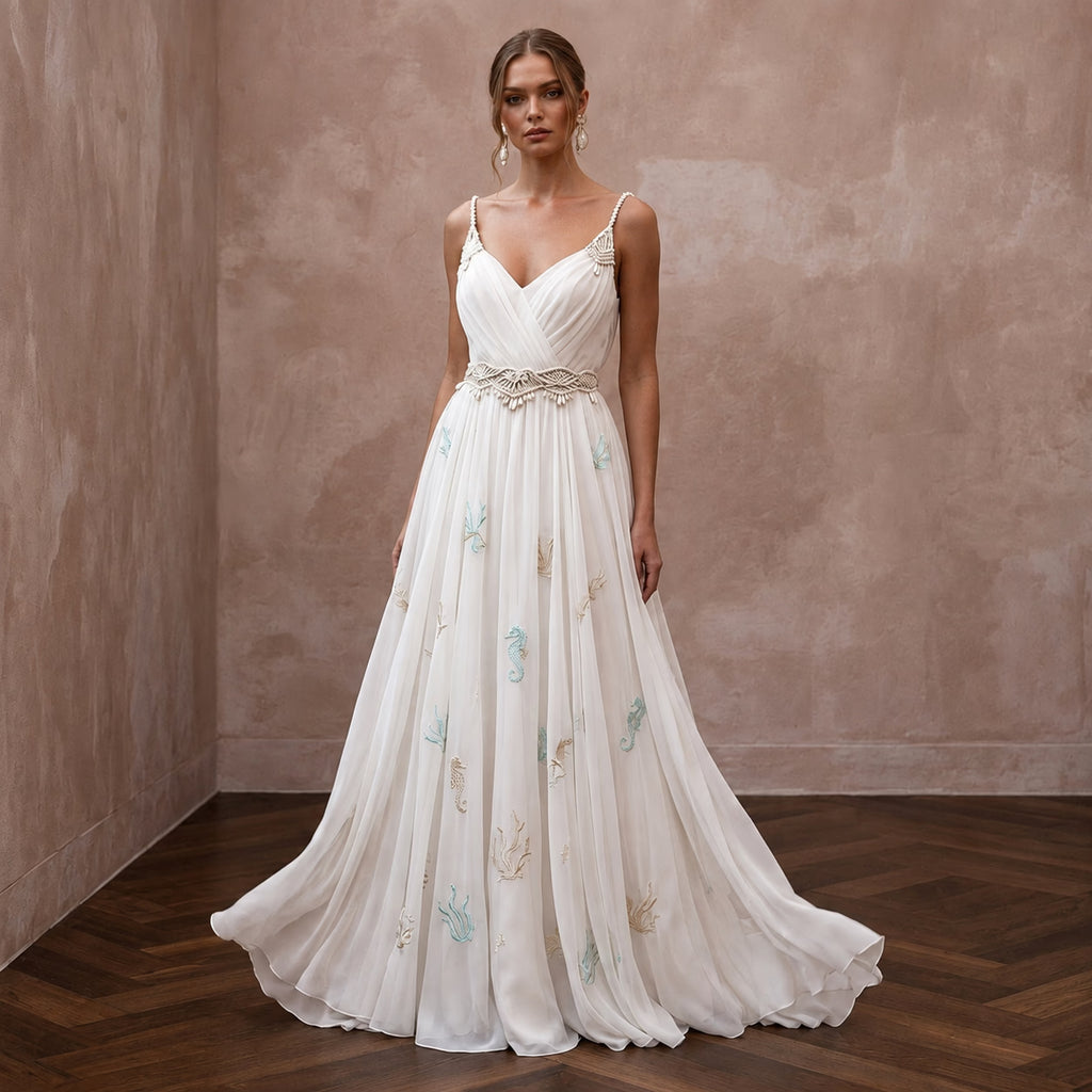 Beach Wedding Dresses with Lightweight Chiffon Designs - Apparel & Accessories > Clothing > Wedding & Bridal Party Dresses > Wedding Dresses - Mignonette Bridal