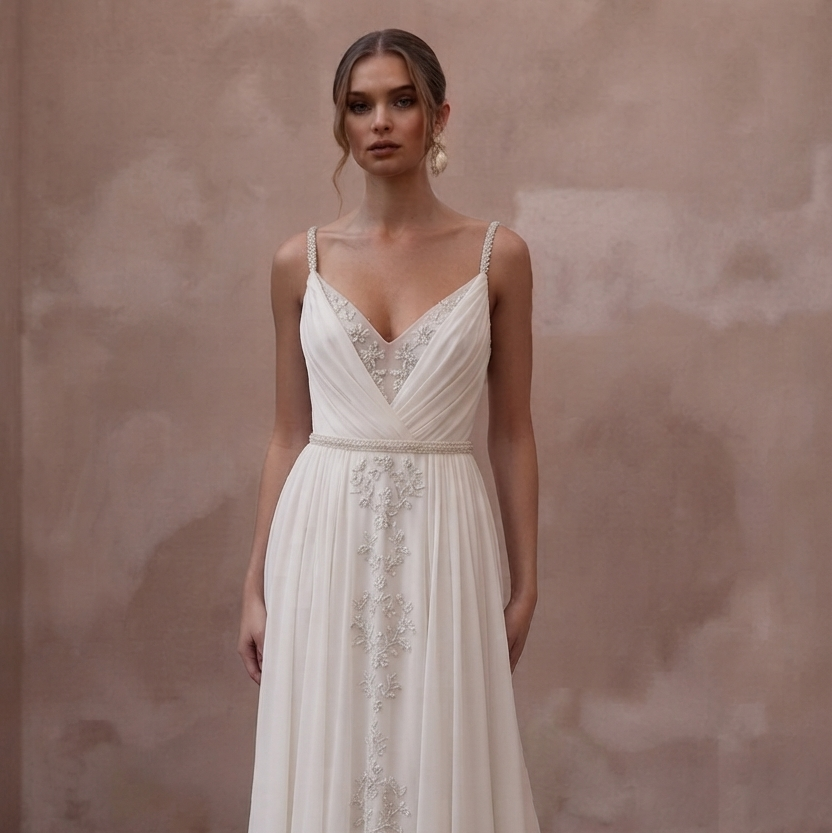 Beach Wedding Dresses with Lightweight Silk Chiffon