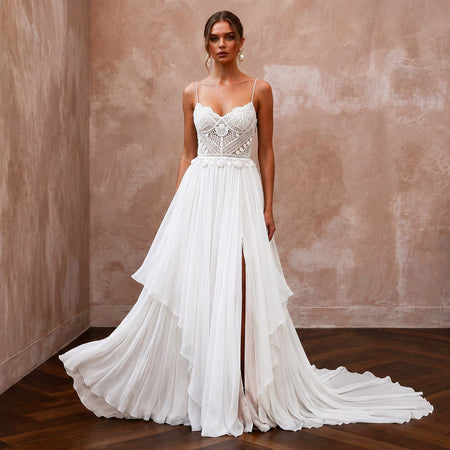 Beach Wedding Dresses with Lightweight Silk Chiffon - Apparel & Accessories > Clothing > Wedding & Bridal Party Dresses > Wedding Dresses - Mignonette