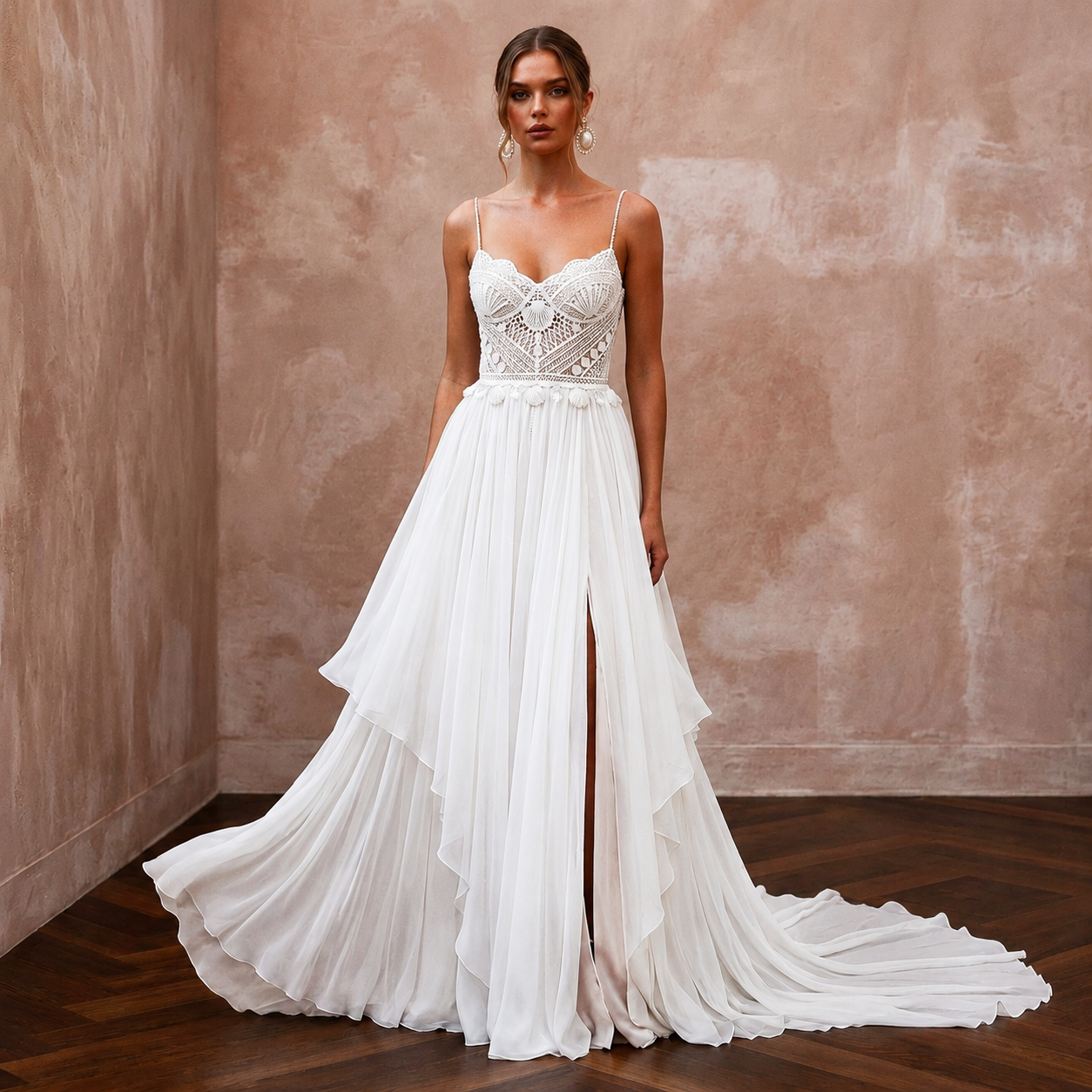 Beach Wedding Dresses with Lightweight Silk Chiffon Main image