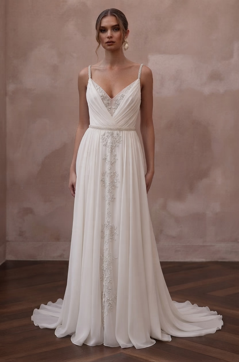 Beach Wedding Dresses with Lightweight Silk Chiffon - Apparel & Accessories > Clothing > Wedding & Bridal Party Dresses > Wedding Dresses - Mignonette