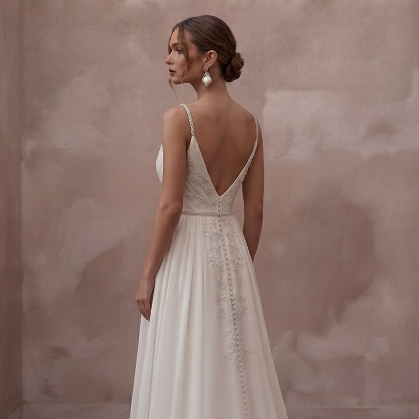Beach Wedding Dresses with Lightweight Silk Chiffon - Apparel & Accessories > Clothing > Wedding & Bridal Party Dresses > Wedding Dresses - Mignonette