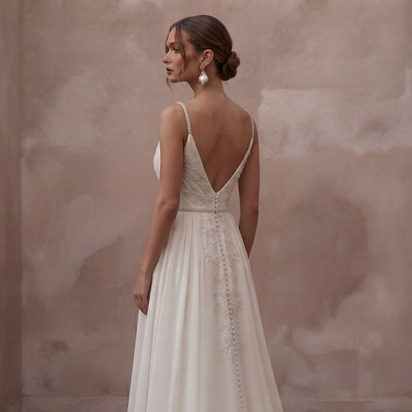 Beach Wedding Dresses with Lightweight Silk Chiffon