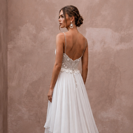Beach Wedding Dresses with Lightweight Silk Chiffon