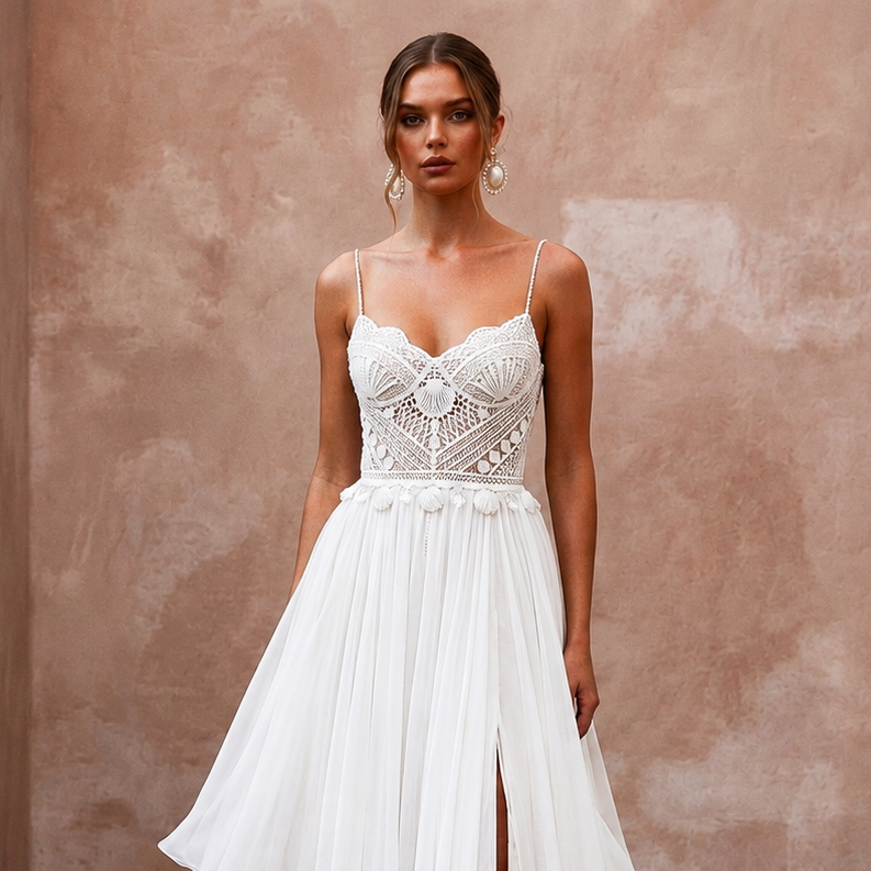 Beach Wedding Dresses with Lightweight Silk Chiffon