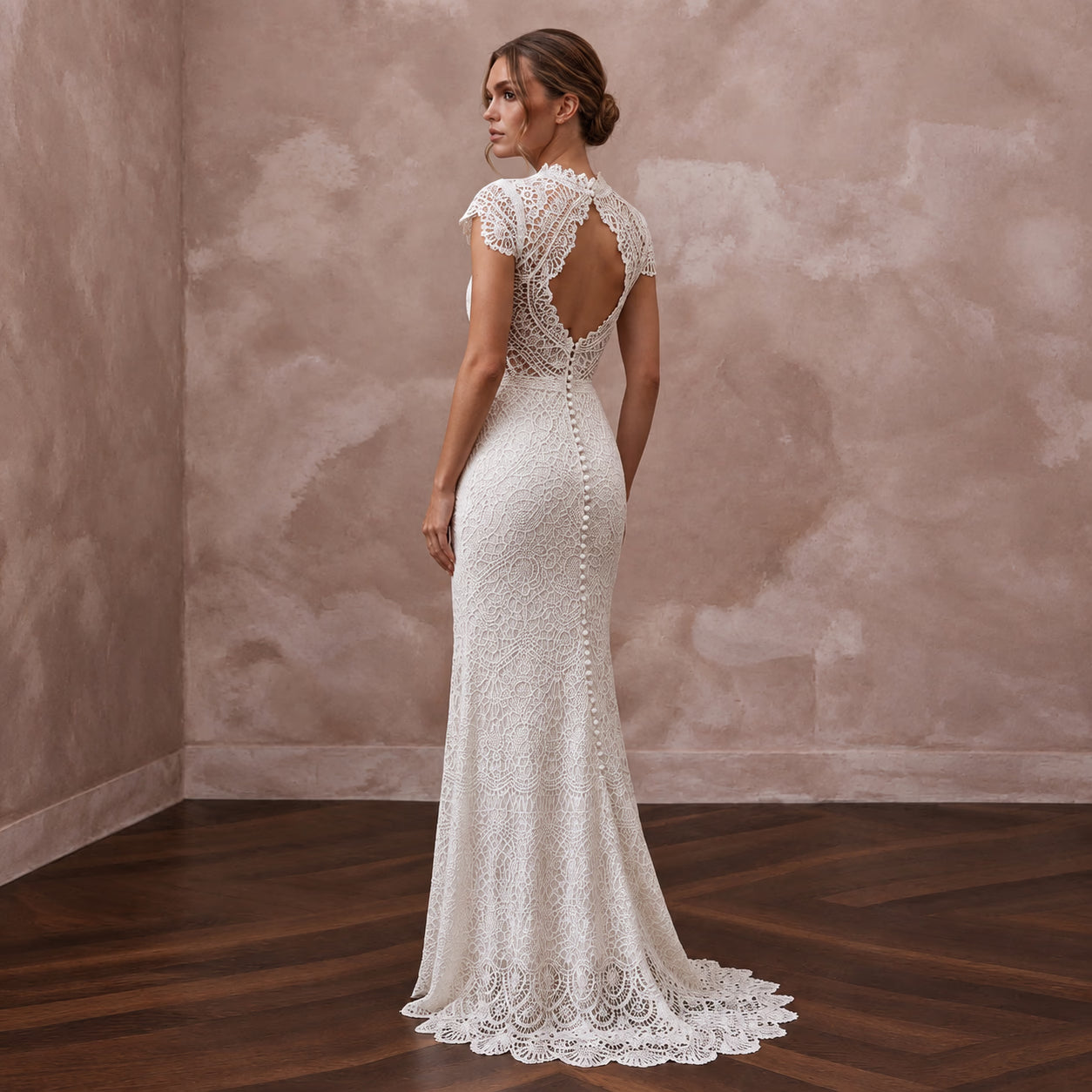 Beachy White Crochet Lace Sheath Bridal Gown for Tropical Vow Renewal Secondary image