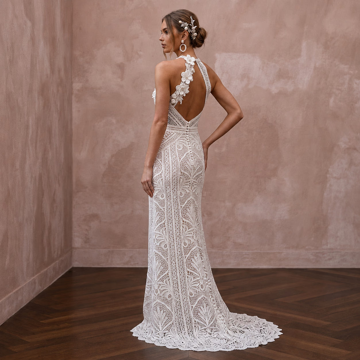 Beachy White Crochet Lace Sheath for Tropical Vow Renewal Secondary image
