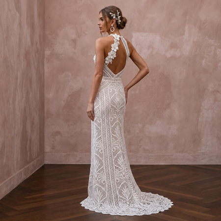 Beachy White Crochet Lace Sheath for Tropical Vow Renewal