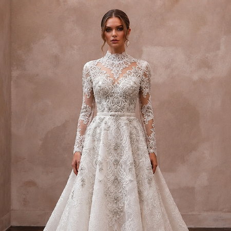 Beaded Chantilly Lace Wedding Dresses with Luxury Finish