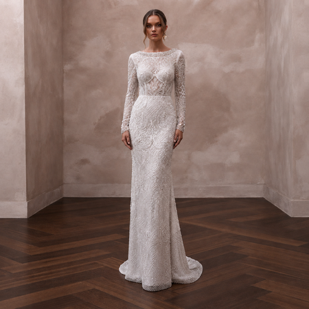 Beaded Lace Reception Bridal Dress - Apparel & Accessories > Clothing > Wedding & Bridal Party Dresses > Wedding Dresses - Mignonette Bridal