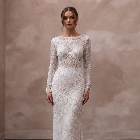 Beaded Lace Reception Bridal Dress - Apparel & Accessories > Clothing > Wedding & Bridal Party Dresses > Wedding Dresses - Mignonette Bridal