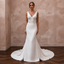 Beaded Satin Mermaid Bridal Dress with V - Neck - Apparel & Accessories > Clothing > Wedding & Bridal Party Dresses > Wedding Dresses - Mignonette Bridal
