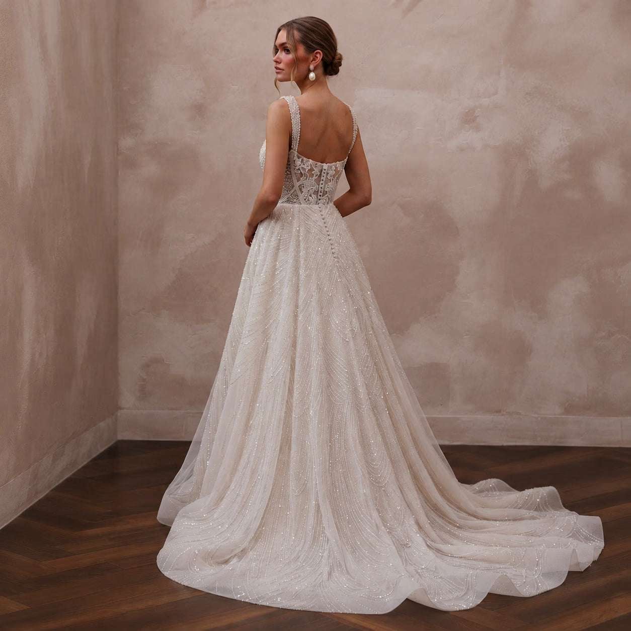 Beaded Tulle Bridal Gown for an Evening Wedding Secondary image