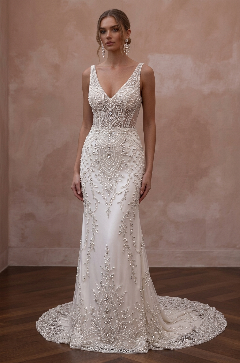 Beaded Wedding Dresses with Handcrafted Crystal Accents Main image