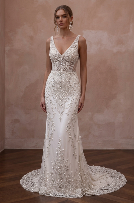 Beaded Wedding Dresses with Handcrafted Crystal Accents