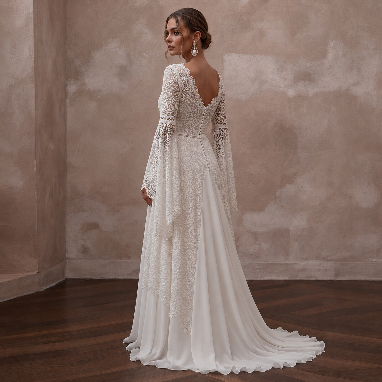 Bell Sleeve Wedding Dresses with Bohemian Charm