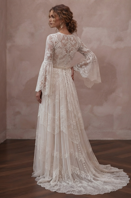 Bell Sleeve Wedding Dresses with Bohemian Inspiration