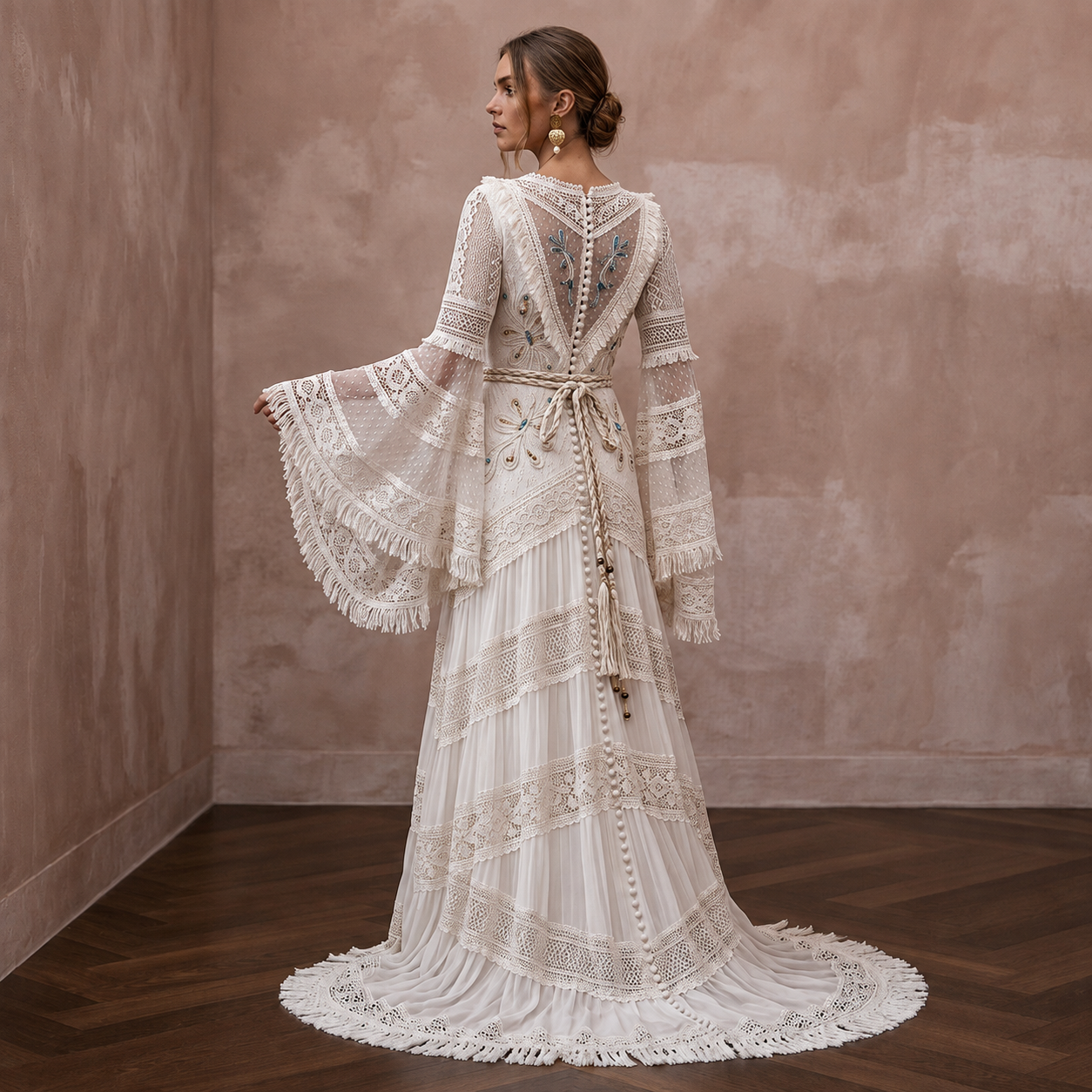 Bell Sleeve Wedding Dresses with Boho Chic Style