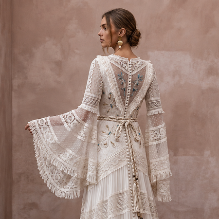 Bell Sleeve Wedding Dresses with Boho Chic Style