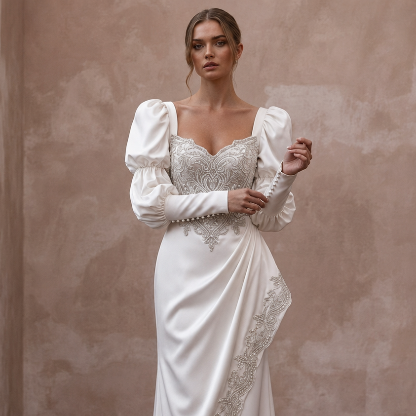 Bishop Sleeve Wedding Dresses with Vintage Elegance