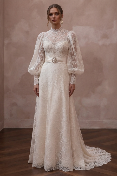 Bishop Sleeve Wedding Dresses with Vintage Elegance