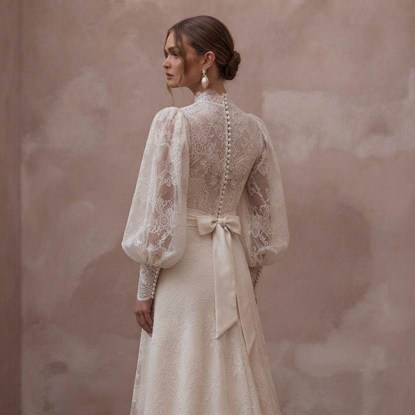 Bishop Sleeve Wedding Dresses with Vintage Elegance
