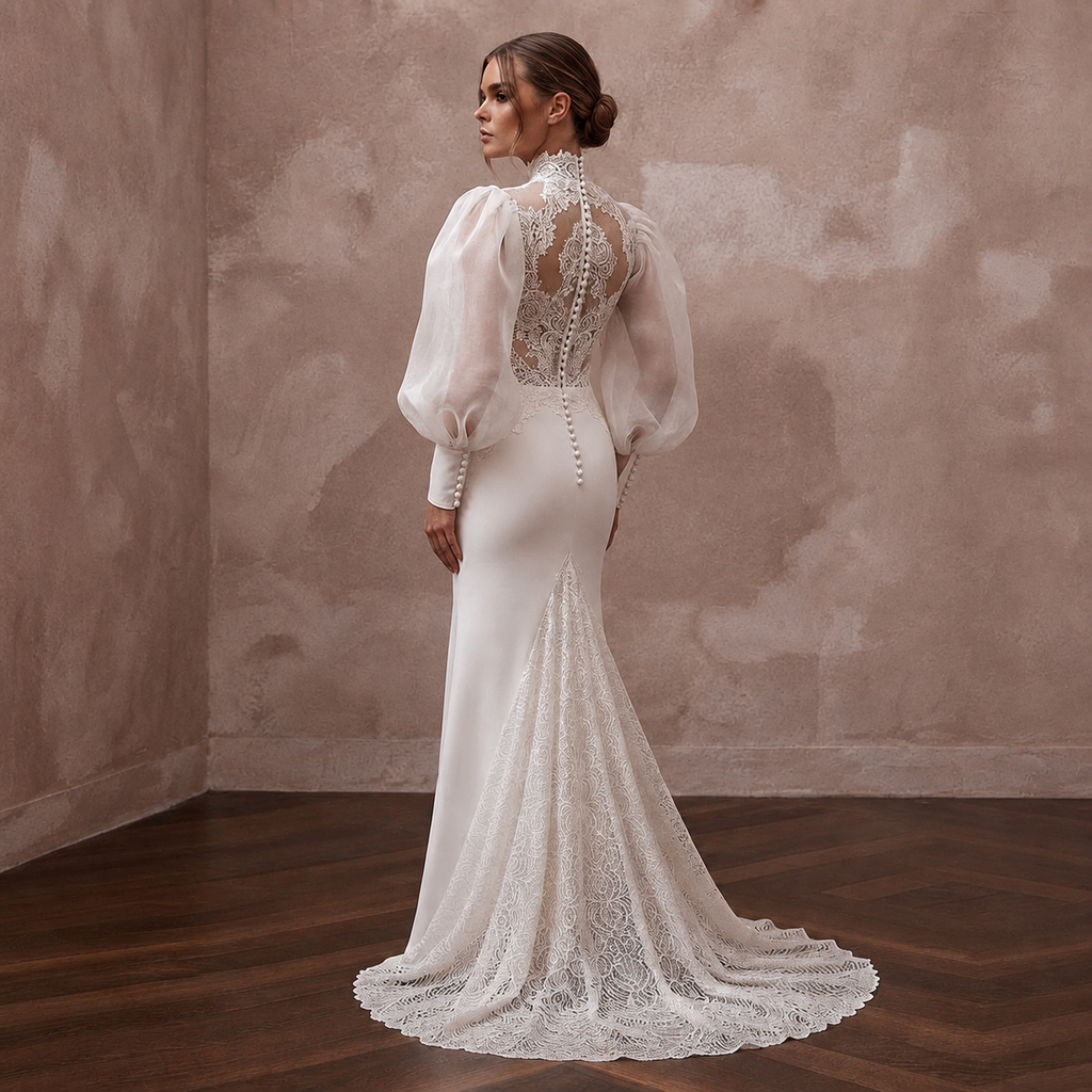 Bishop Sleeve Wedding Dresses with Vintage Elegance