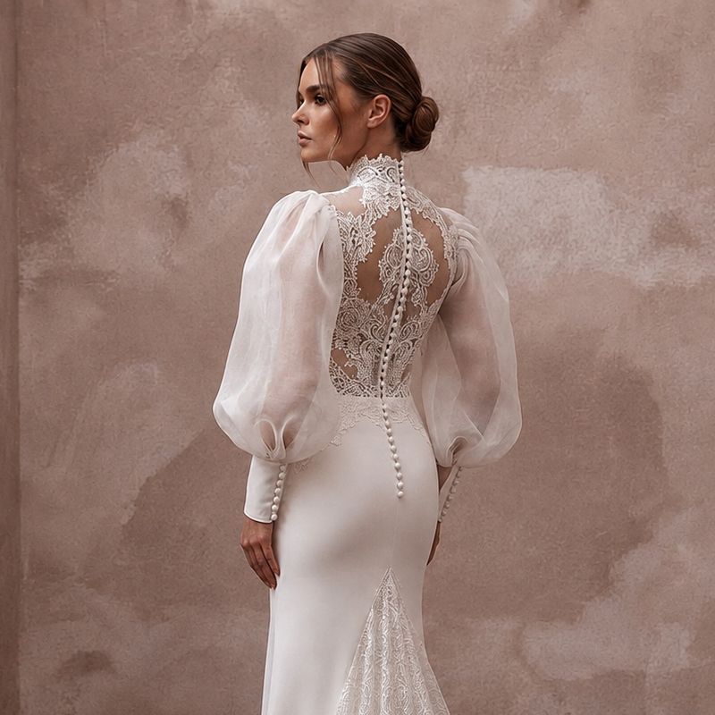 Bishop Sleeve Wedding Dresses with Vintage Elegance