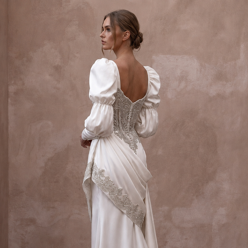 Bishop Sleeve Wedding Dresses with Vintage Elegance
