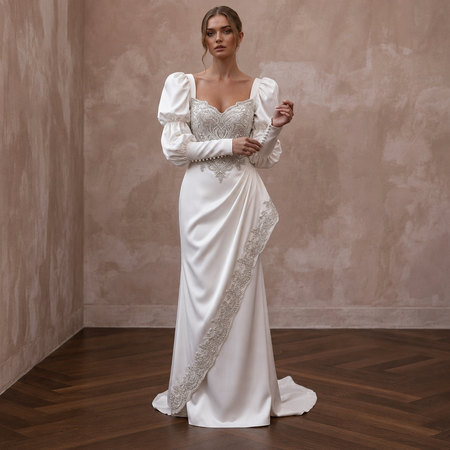 Bishop Sleeve Wedding Dresses with Vintage Elegance