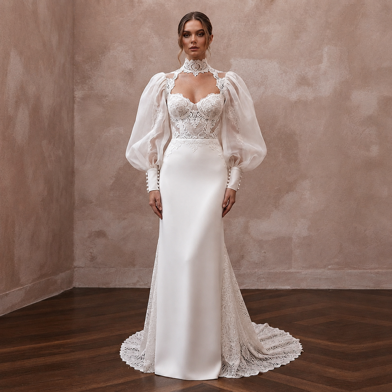 Bishop Sleeve Wedding Dresses with Vintage Elegance Main image