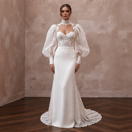 Bishop Sleeve Wedding Dresses with Vintage Elegance