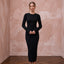 Black Sustainable Lyocell Ribbed Knit Long Sleeve Bodycon Dress