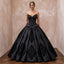 Black Taffeta Dropped Waist Corset Bodice Ball Gown